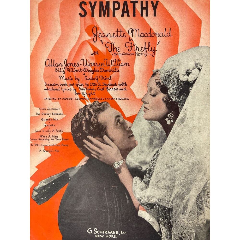 1937 Sympathy Sheet Music Otto A Harbach Gus Kahn Rudolf‎ Friml The Firefly